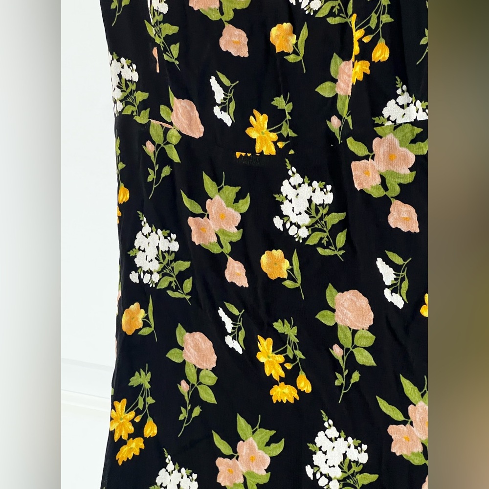 Reformation Floral Midi Dress Floral Print Tie Shoulder Sz 2 - Picture 11 of 16
